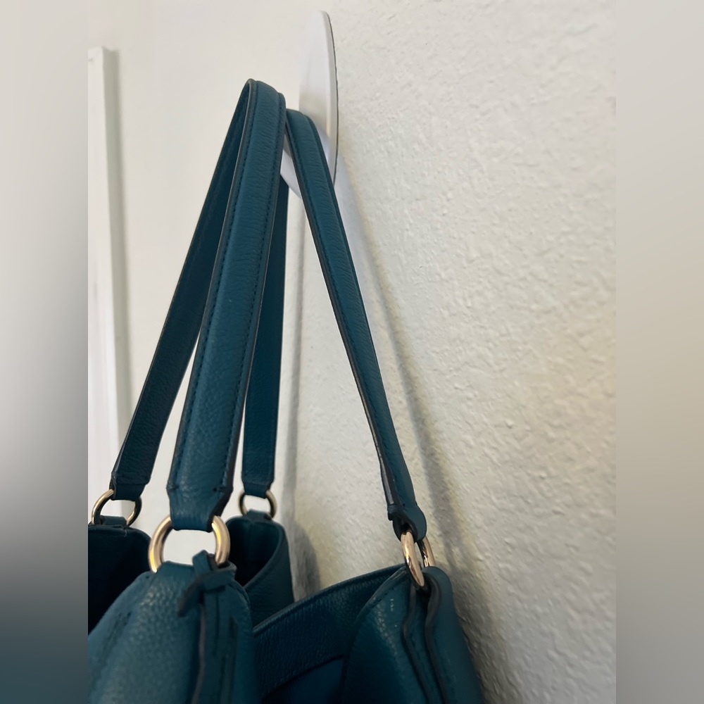 Coach Beautiful Blue Leather Tote Bag With Matching Long Wallet Nwot - Picture 7 of 16
